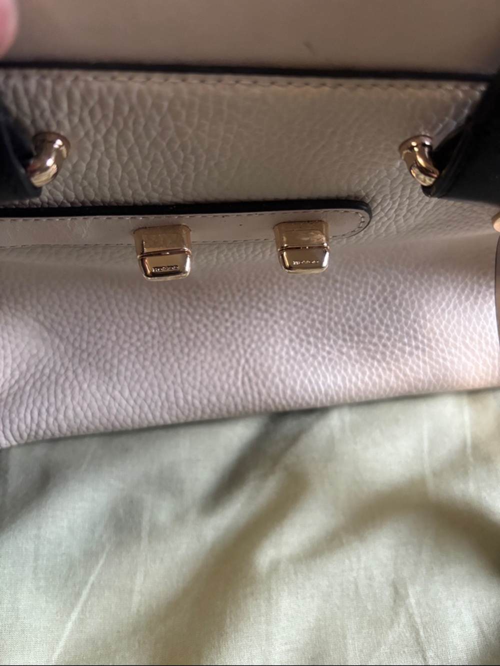 Coach Cream and Black Leather Satchel with Gold Hardware - Picture 3 of 12